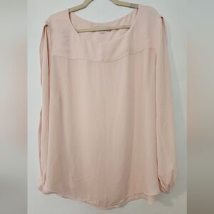 LOFT Tops Button Long Sleeve Blouse Pink Lightweight Size XXL